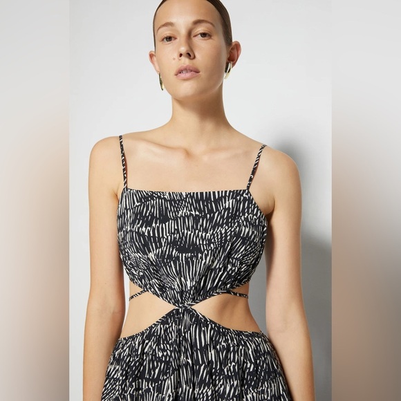 Jonathan Simkhai Amora Coverup Maxi Dress Women’s Size Medium Black Abstract - Picture 2 of 12